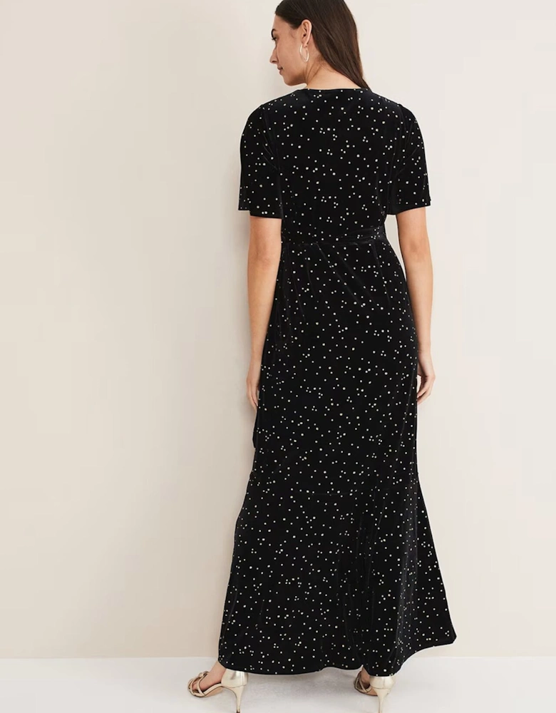 Holly Velvet Star Wrap Maxi Dress