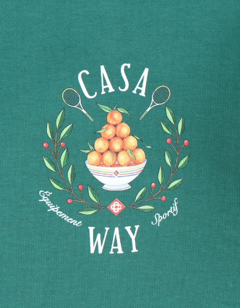 Casa Way Bowl of Oranges Printed T-Shirt in Green