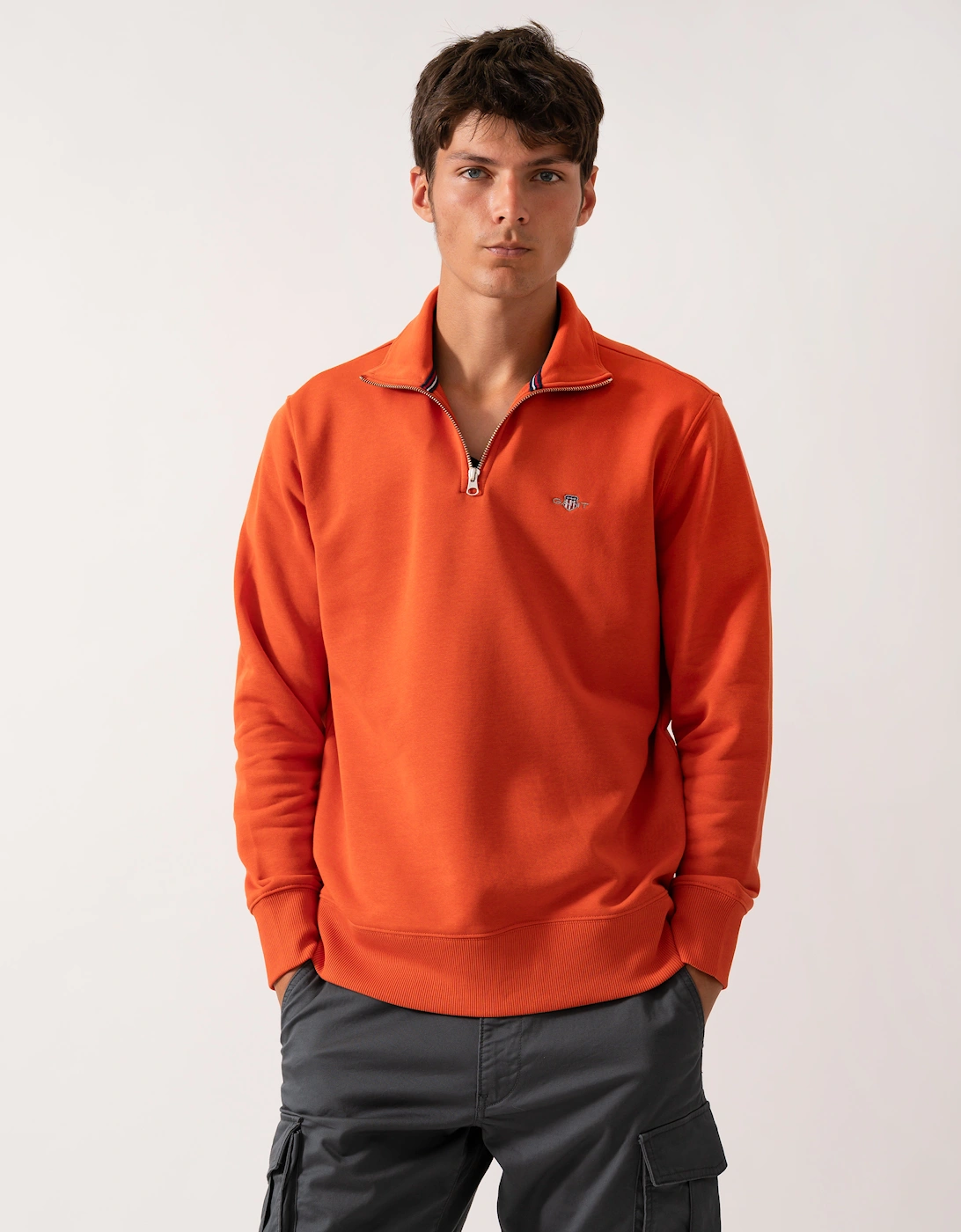 Mens Regular Fit Shield Logo Half Zip Sweatshirt, 2 of 1