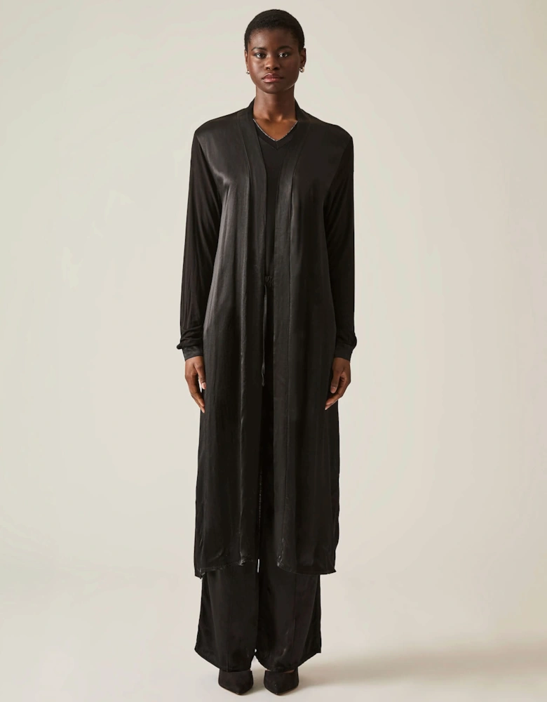 Long Satin Black Cardigan - VIP