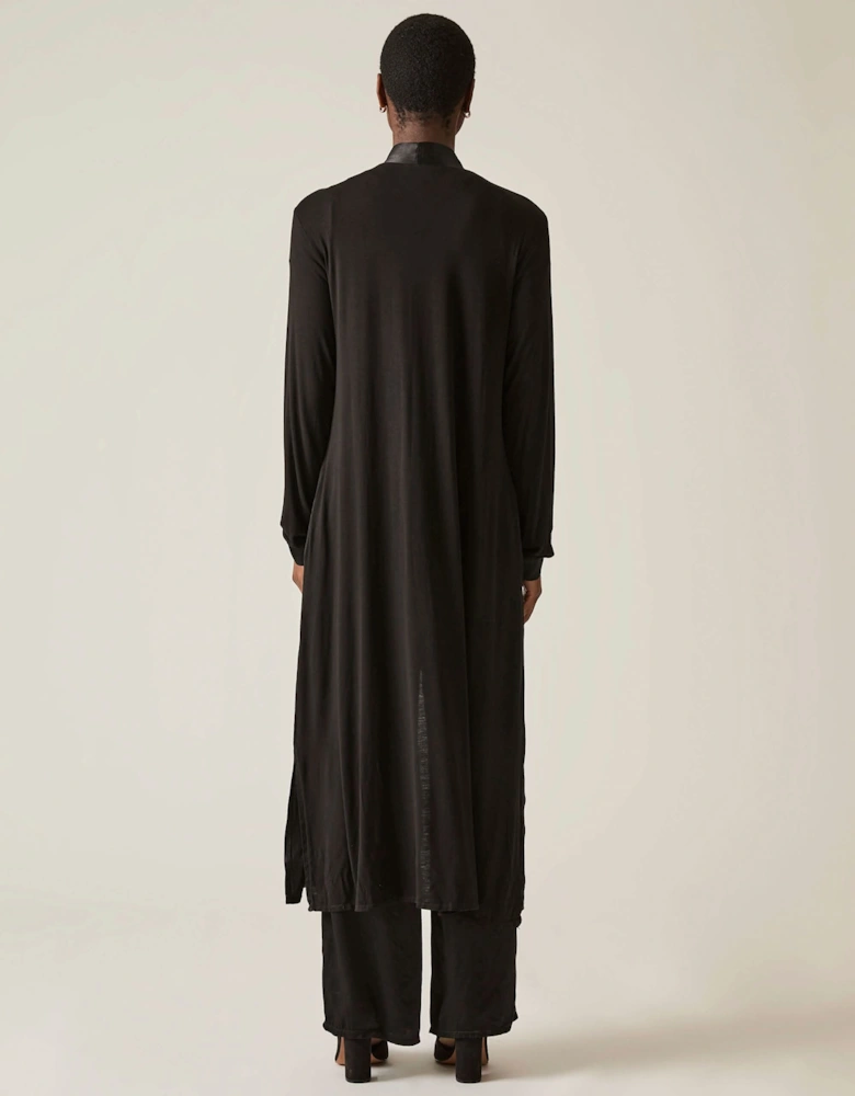 Long Satin Black Cardigan - VIP