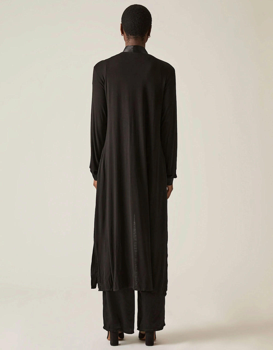 Long Satin Black Cardigan - VIP