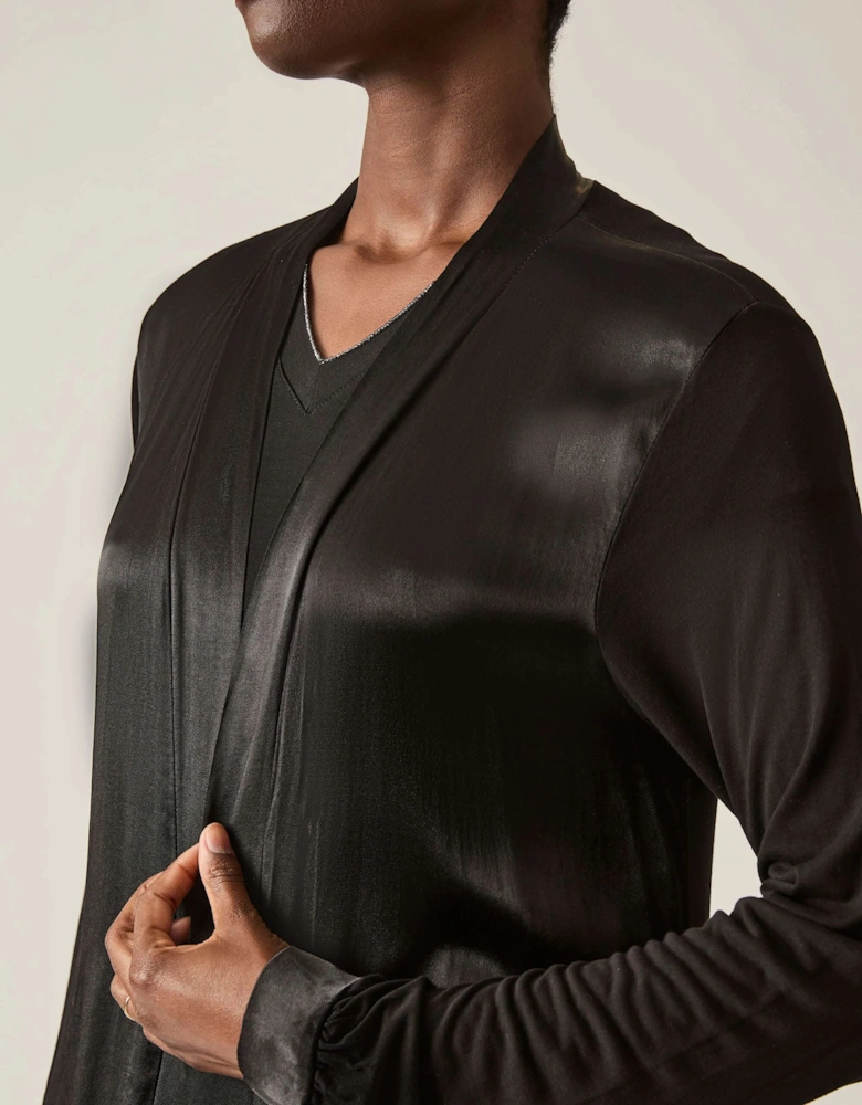 Long Satin Black Cardigan - VIP