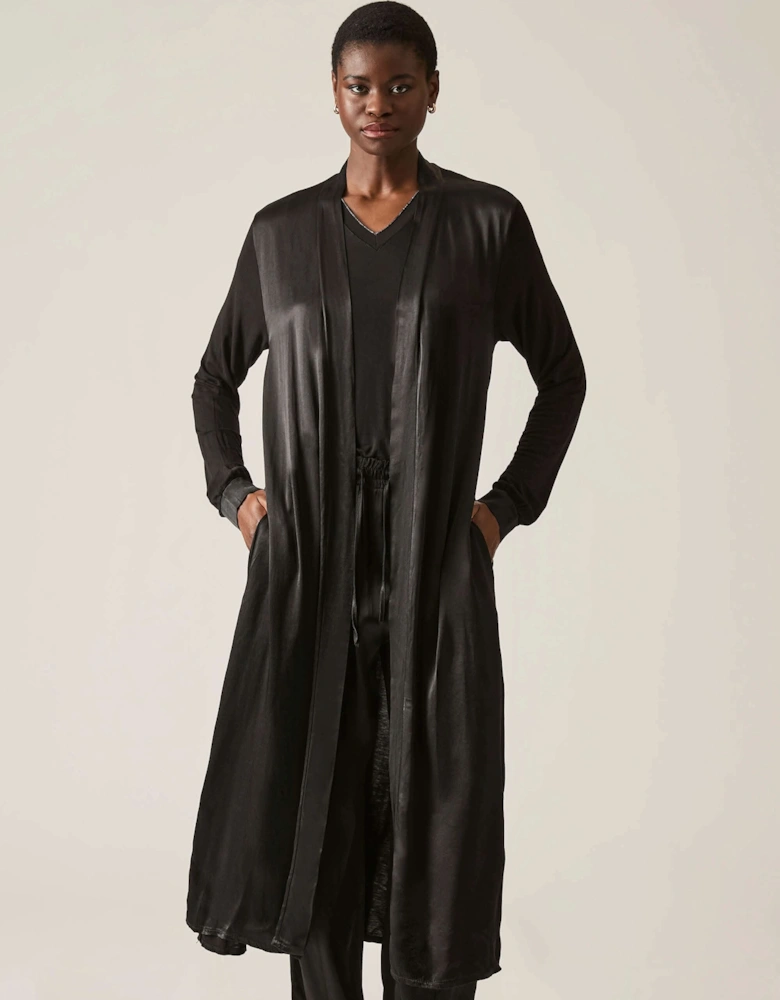Long Satin Black Cardigan - VIP