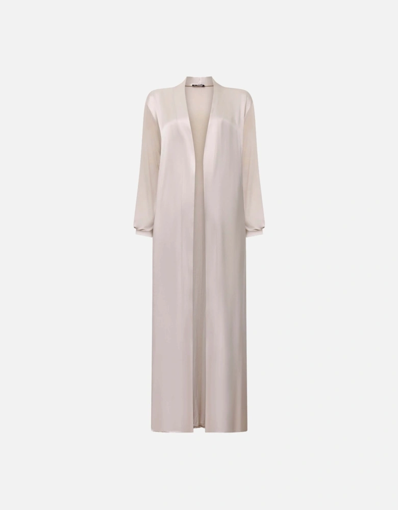 Long Satin Beige Cardigan