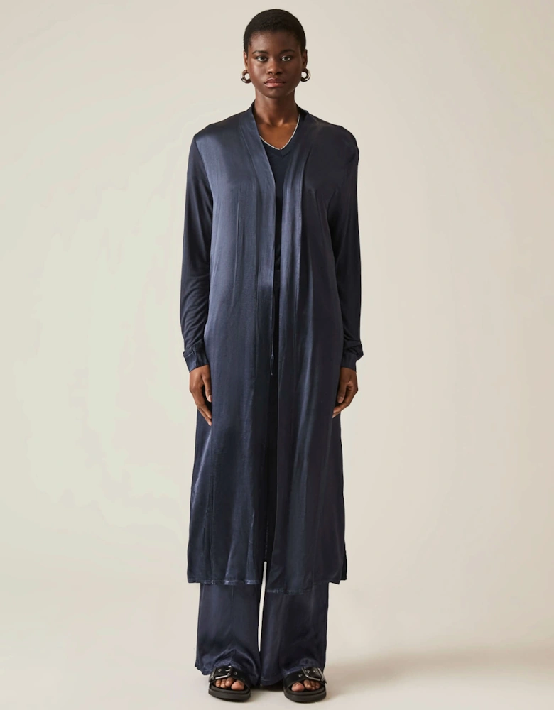 Long Satin Navy Cardigan -VIP