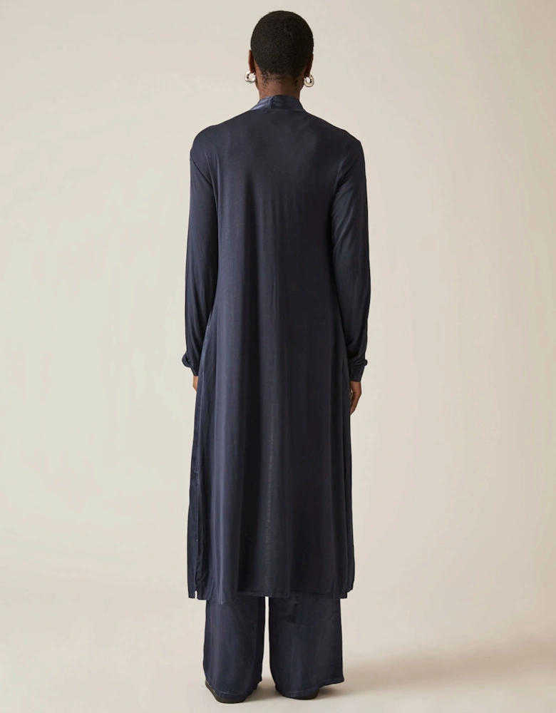 Long Satin Navy Cardigan -VIP