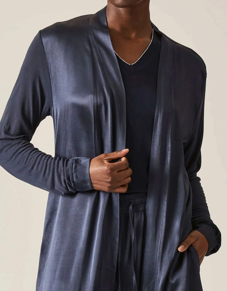 Long Satin Navy Cardigan -VIP