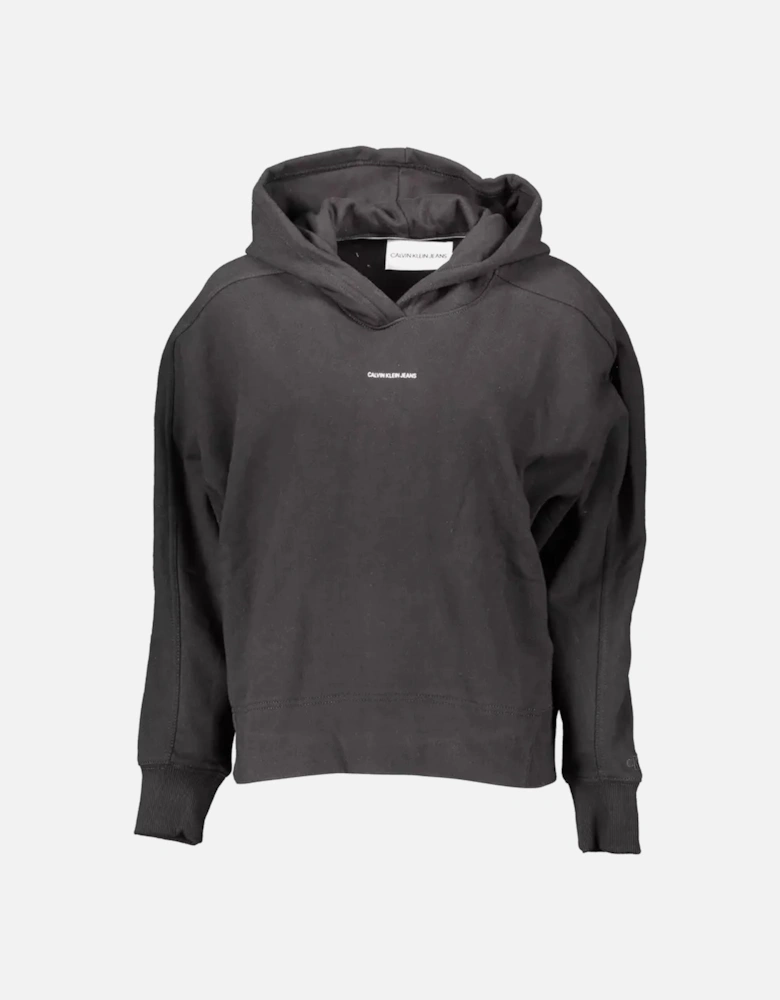 Organic Cotton Hooded Sweatshirt with Print and Embroidered Logo Women