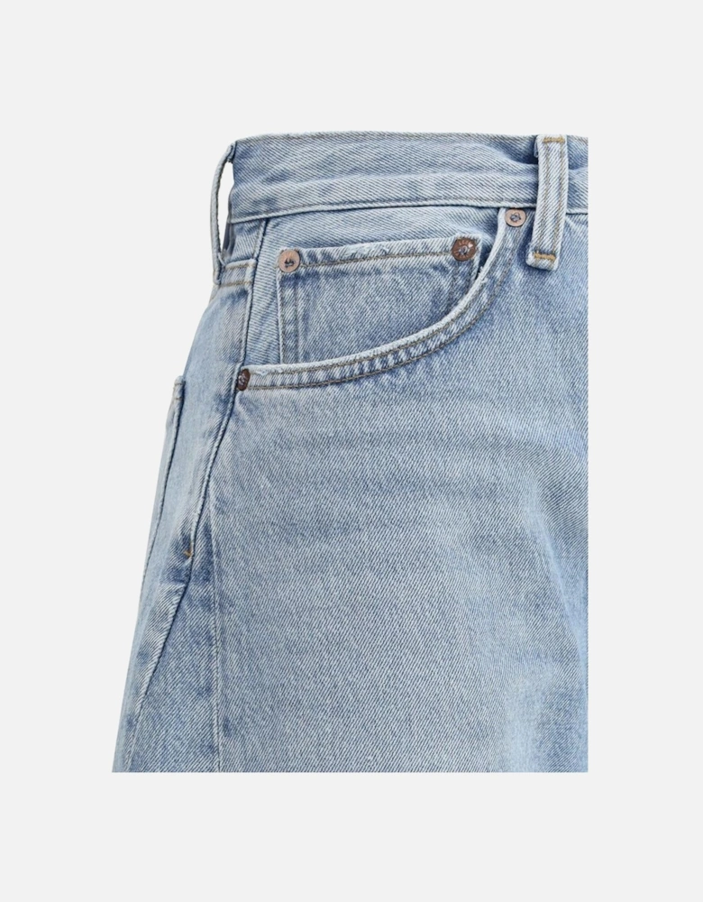 Wide Leg Relaxed Fit Luna Jeans with Belt Loops Women - Light Blue