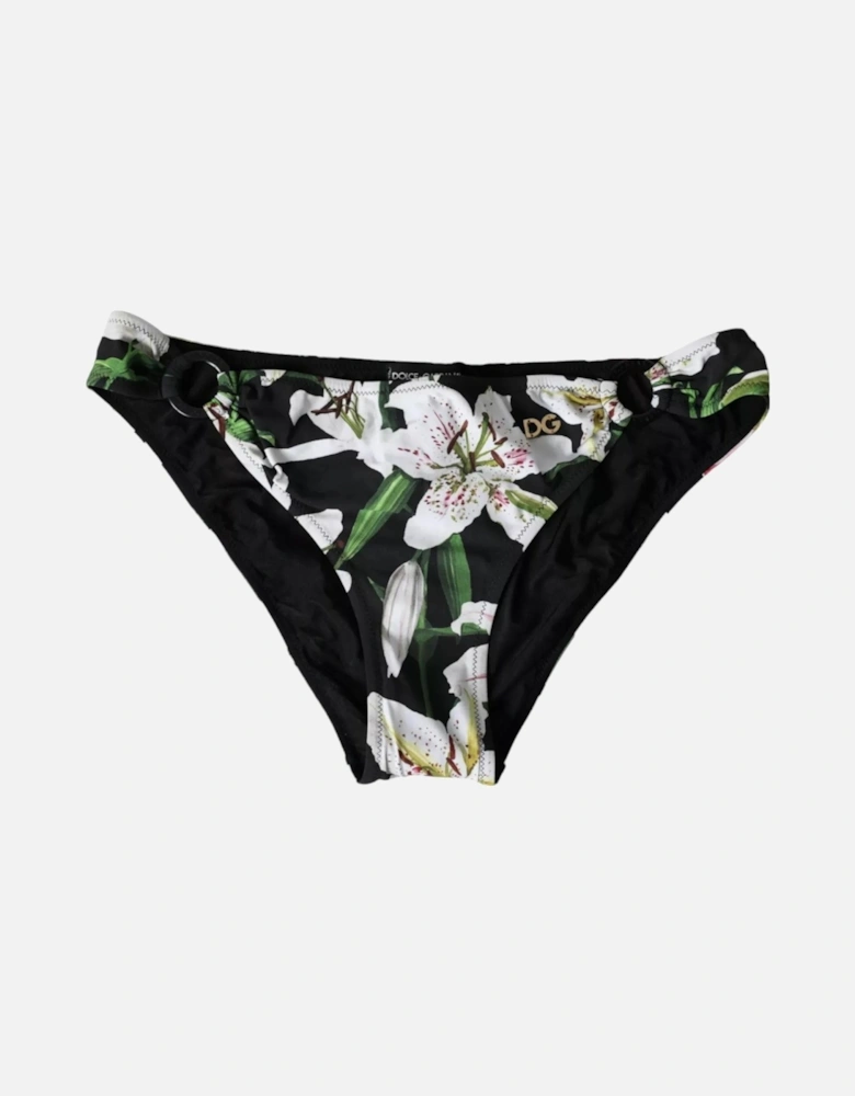 Floral Bikini Bottom Swimwear Women - Black