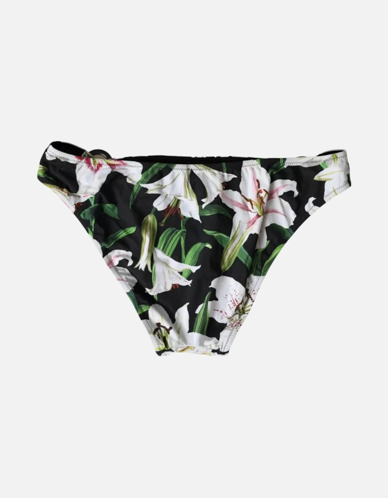 Floral Bikini Bottom Swimwear Women - Black