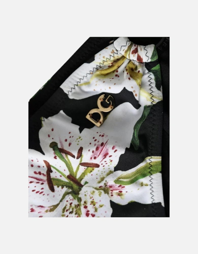 Floral Bikini Bottom Swimwear Women - Black