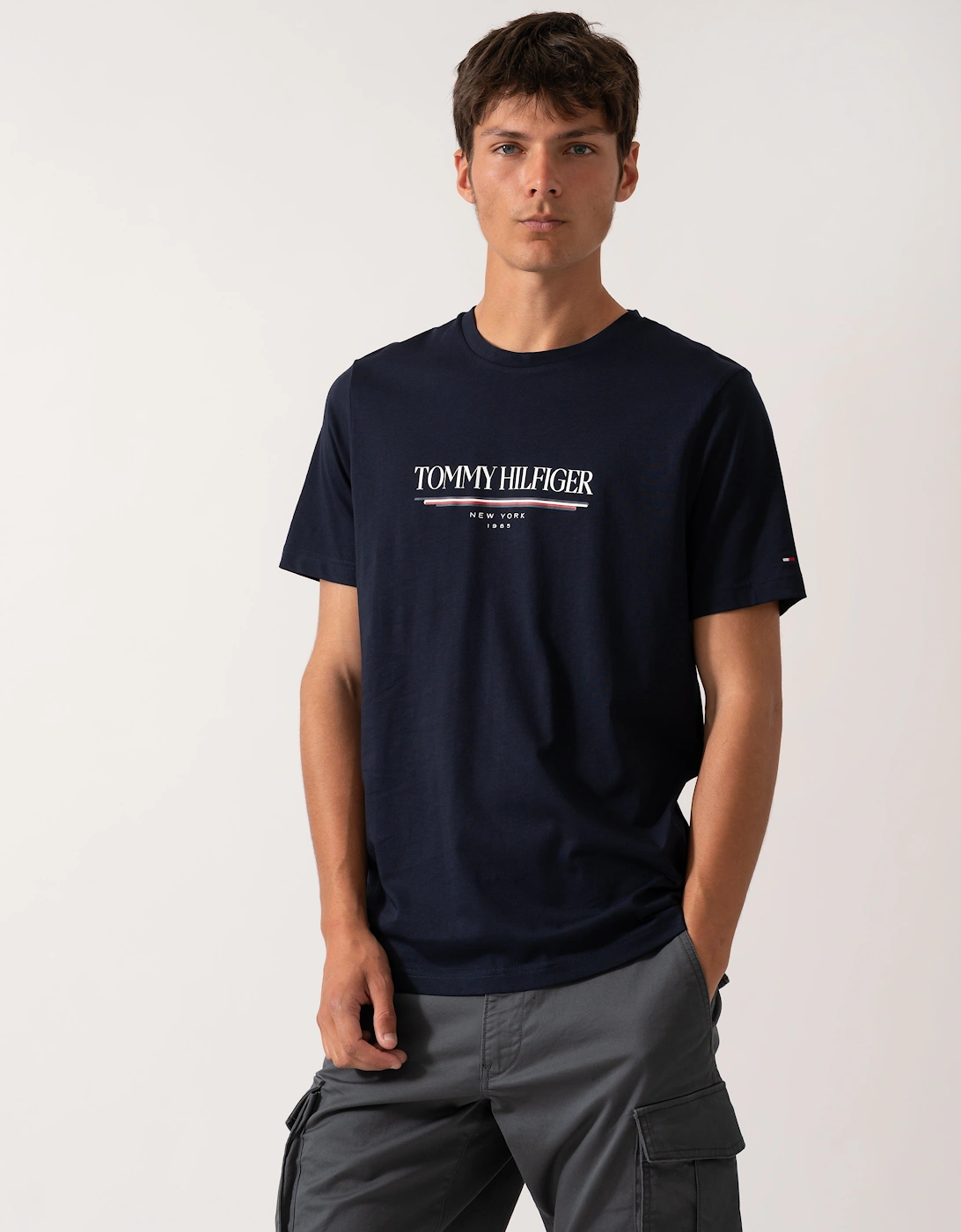 Tommy Hilfiger Men's Blue/Black Brand Love Hilfiger Tee - Desert Sky - : 44 Xxl