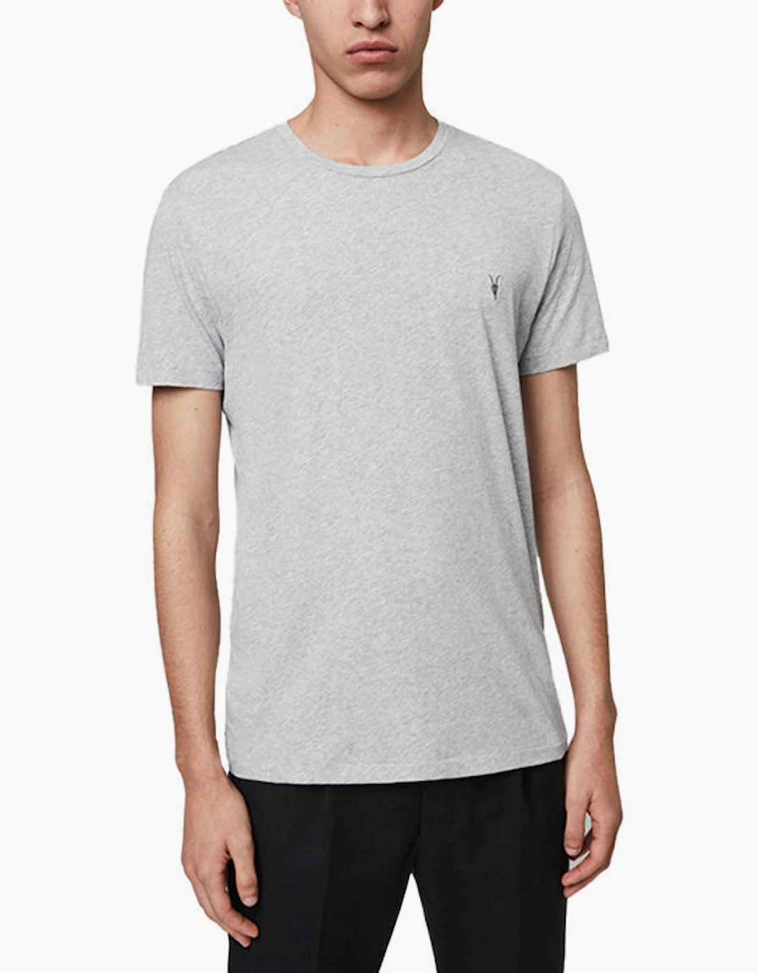 Allsaints Men's All Saints Mens T Shirts Crew Neck Slim Short Sleeve Casual Summer Cotton Tee - Grey - Size: 42