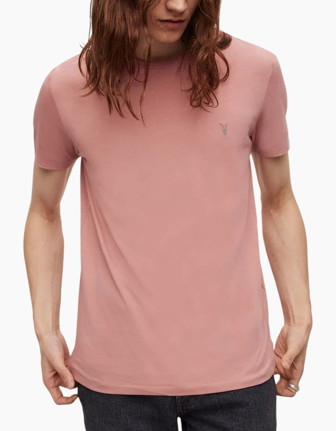 AllSaints Allsaints Men's ALL SAINTS Mens T Shirts Tonic Crew Neck Short Sleeve Rumskull Plain Casual Tops - Pink
