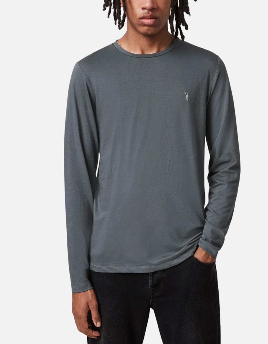 ALL SAINTS Mens T Shirts Crew Neck Long Sleeve Casual Top Skinny Fit Cotton Tee, 7 of 6