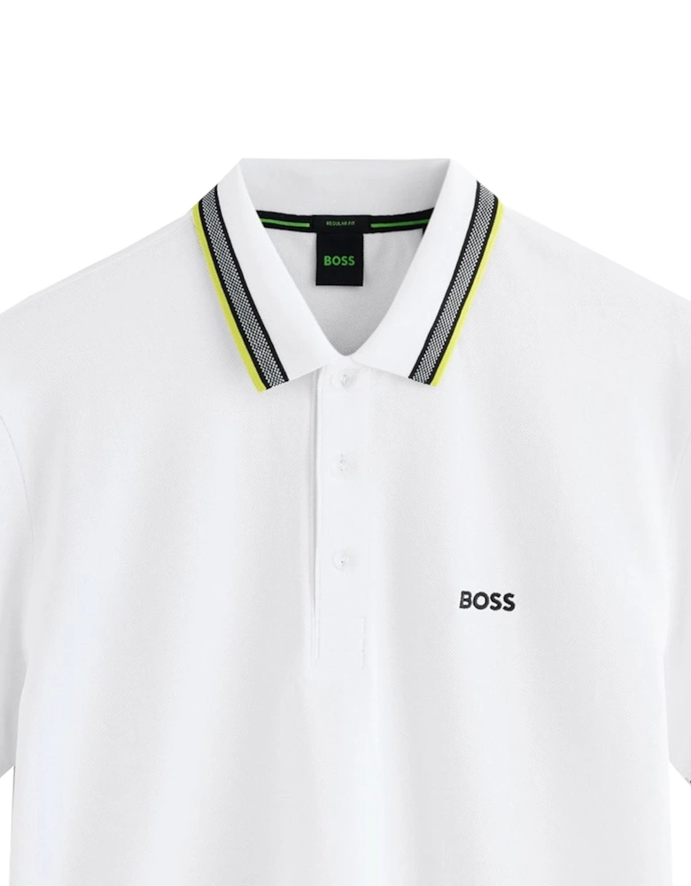BOSS Paddy Piqué Polo Shirt Open White/Yellow