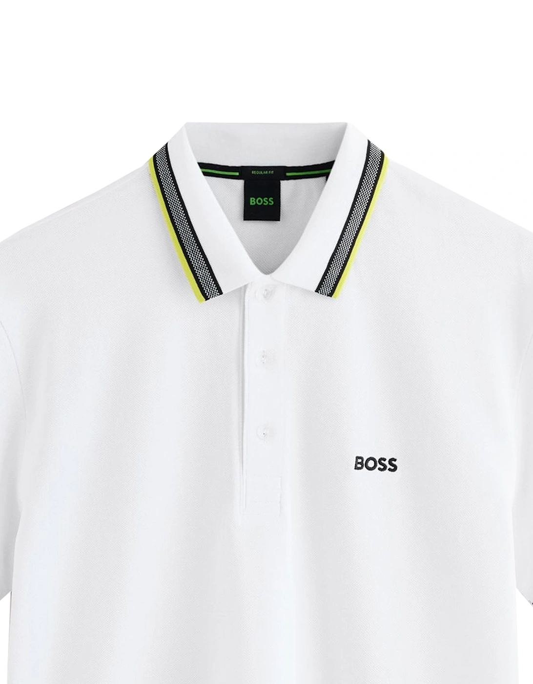 BOSS Paddy Piqué Polo Shirt Open White/Yellow