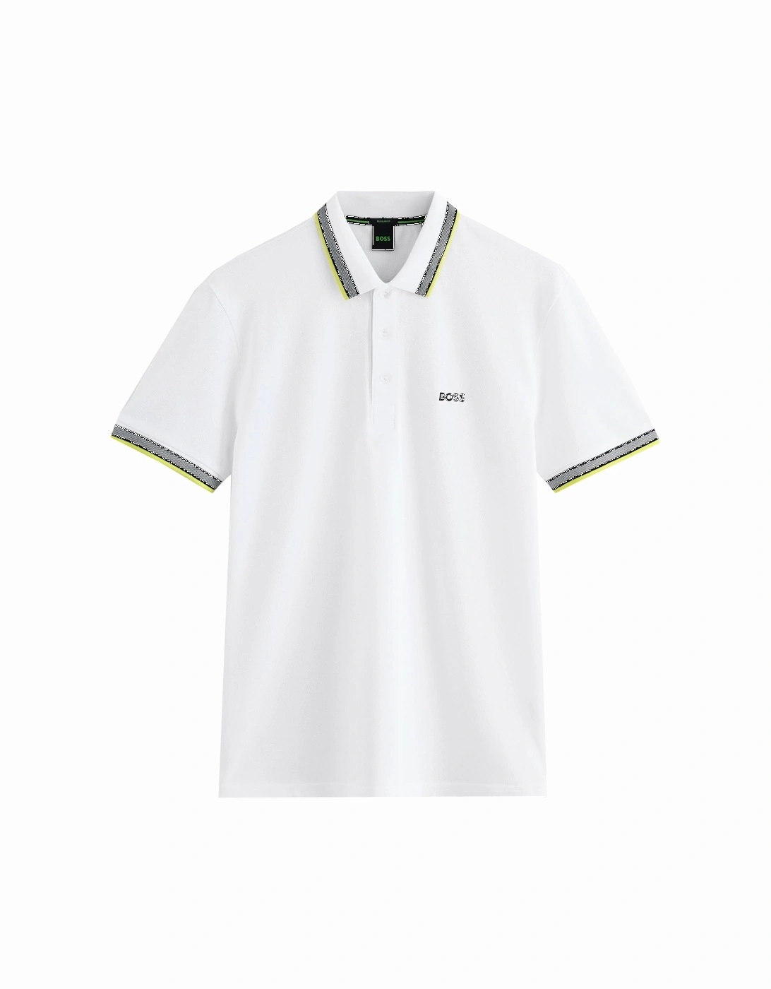 BOSS Paddy Piqué Polo Shirt Open White/Yellow, 3 of 2