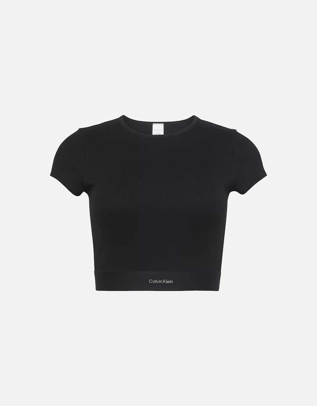 Cotton Stretch Rib Crop Top, Black, 3 of 2