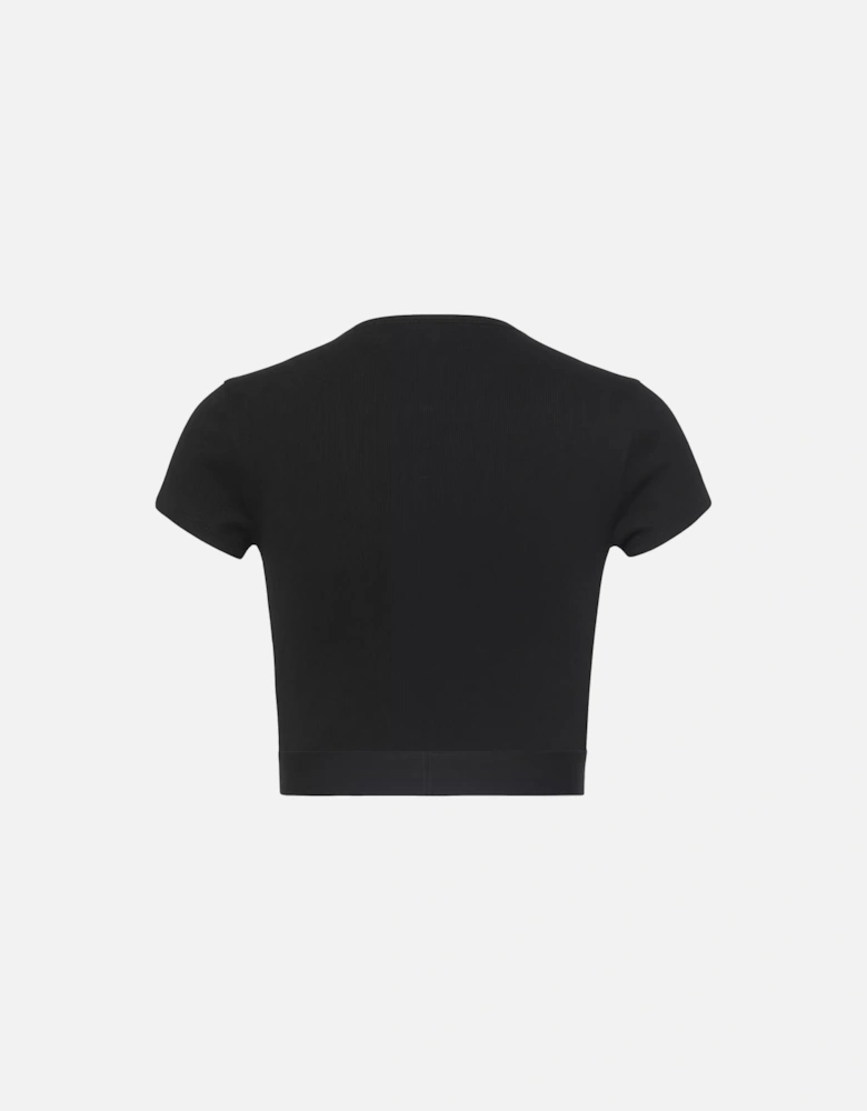 Cotton Stretch Rib Crop Top, Black