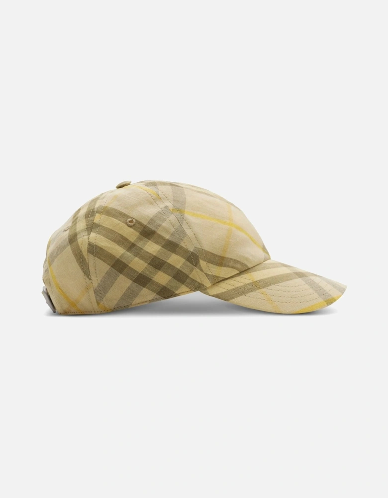 Checked Linen Cap Wheat Yellow
