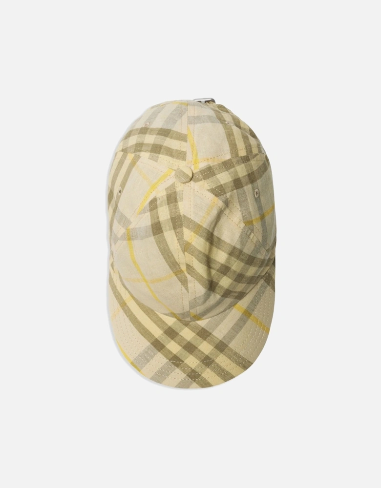 Checked Linen Cap Wheat Yellow