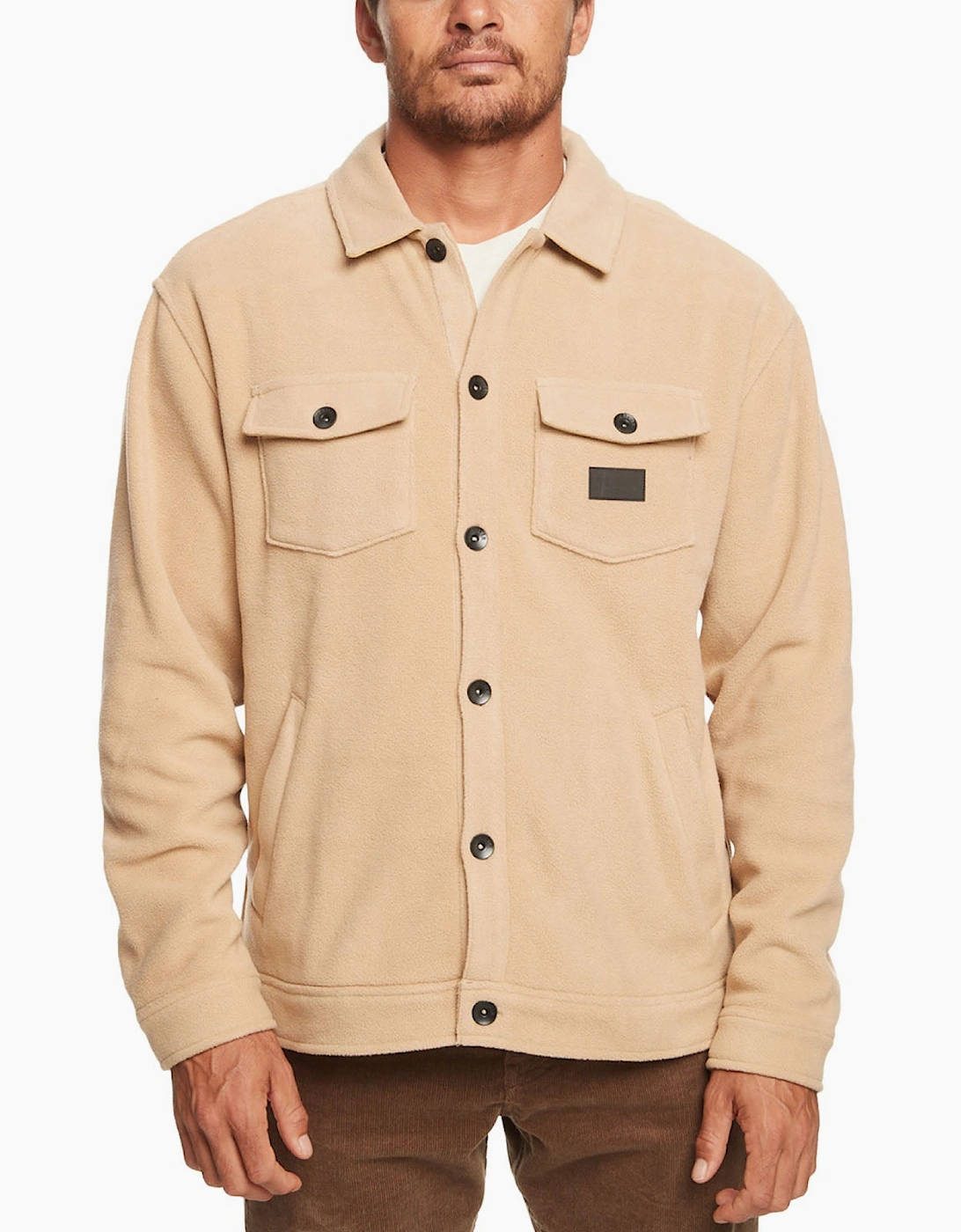 Quiksilver Men's Quiksilver Mens Sherpa Fleece Button Front Overshirt Jacket - Plage