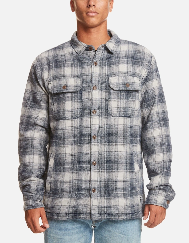 Mens Campus Sherpa Lined Checked Overshirt - Camus