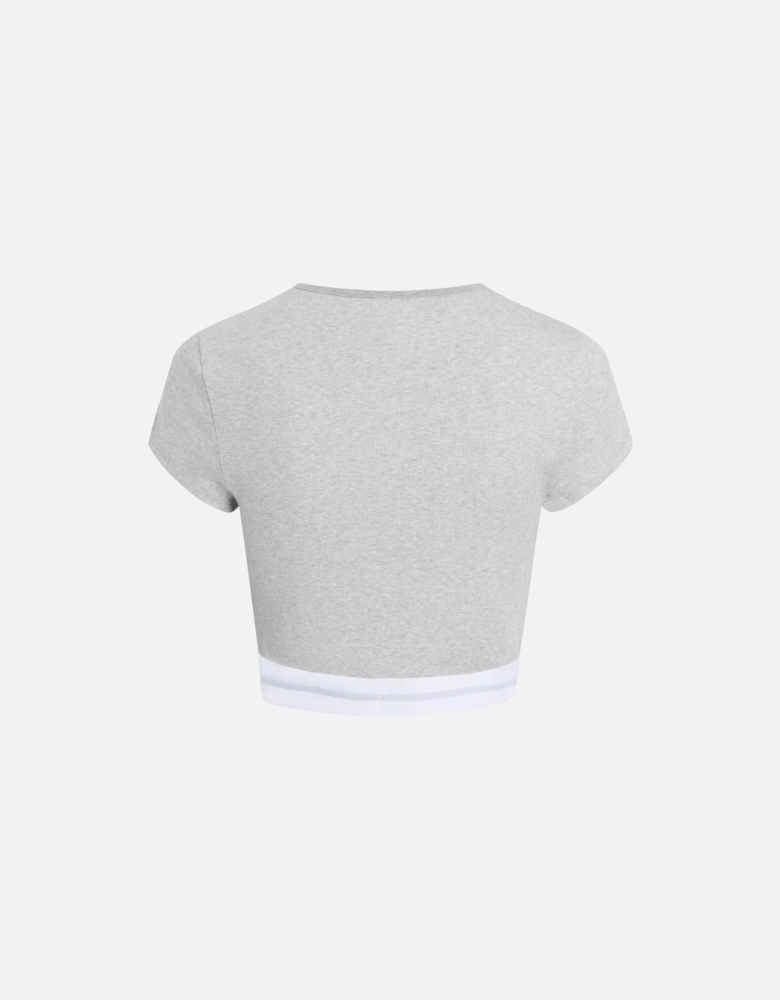 Cotton Stretch Rib Crop Top, Grey Heather