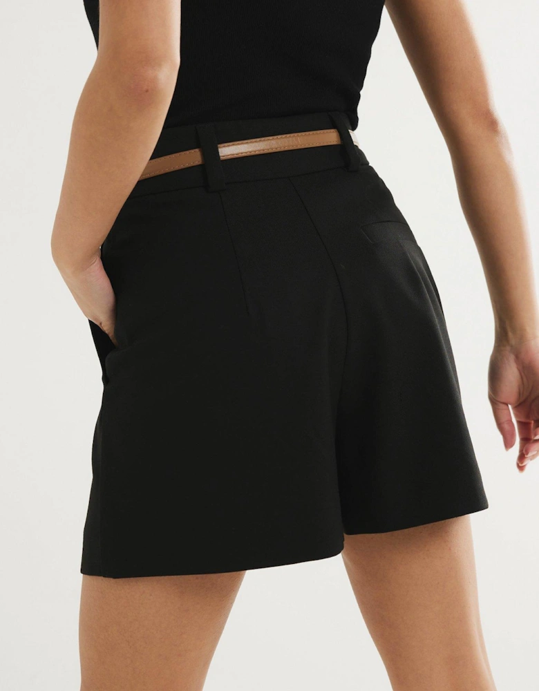 Longline Belted Shorts - Black
