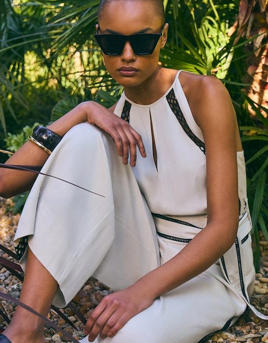 Viscose Linen Woven Jumpsuit With Lace Trim, 5 of 4