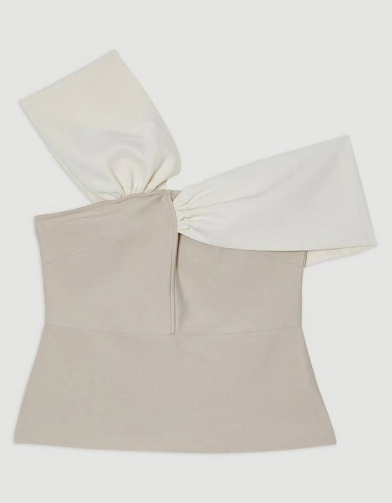 Plus Size Figure Form Bandage Knit Asymmetric Strap Top