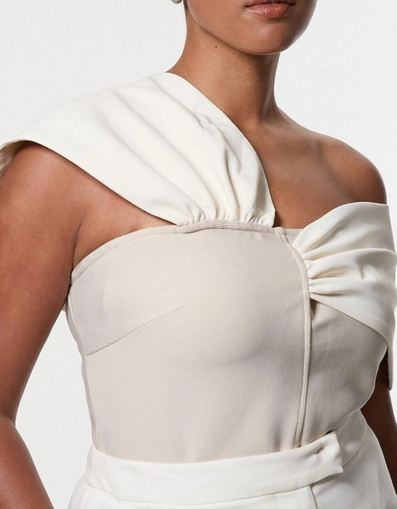 Plus Size Figure Form Bandage Knit Asymmetric Strap Top