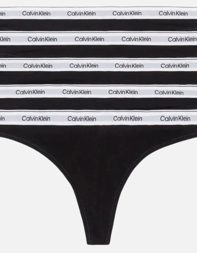 5-Pack Modern Logo Thongs, Black/white