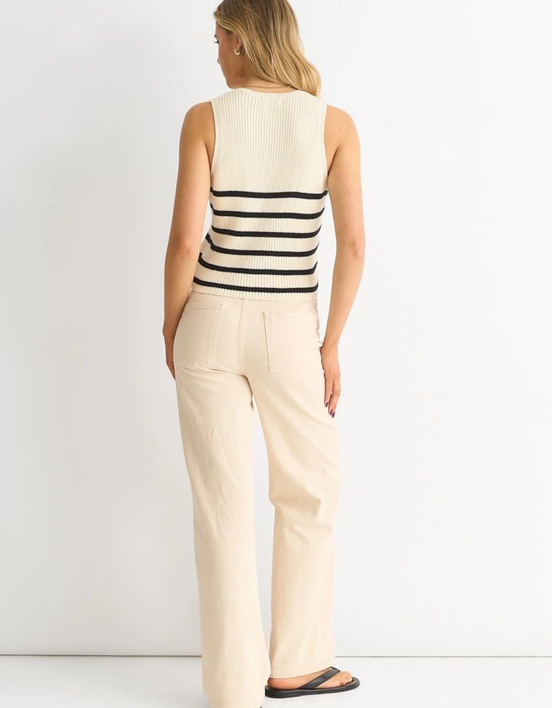 Mono Stripe Knit Waist Coat Vest