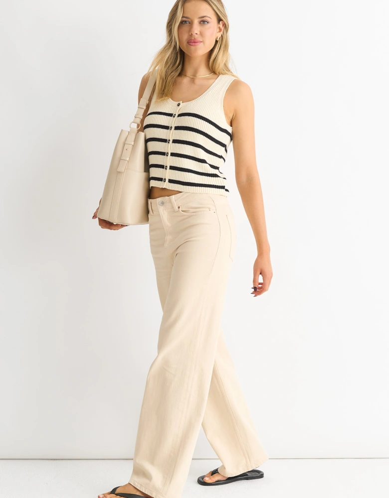 Mono Stripe Knit Waist Coat Vest