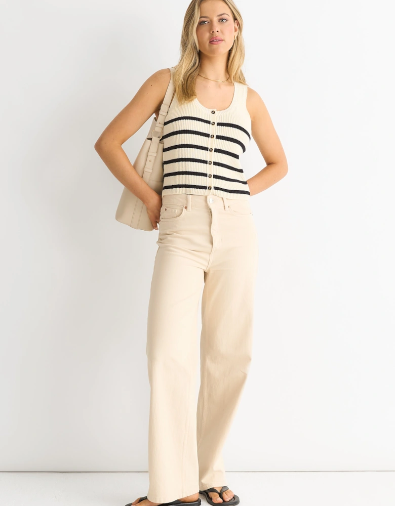 Mono Stripe Knit Waist Coat Vest