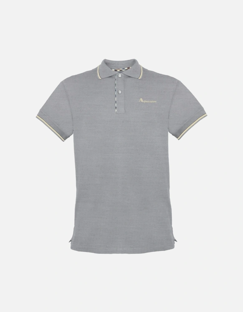 Tipped Collar Grey Polo Shirt