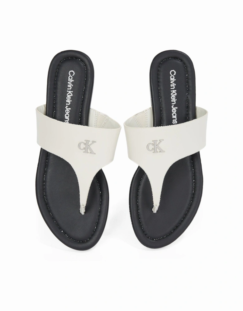 Toepost Metal Logo Sandals - White