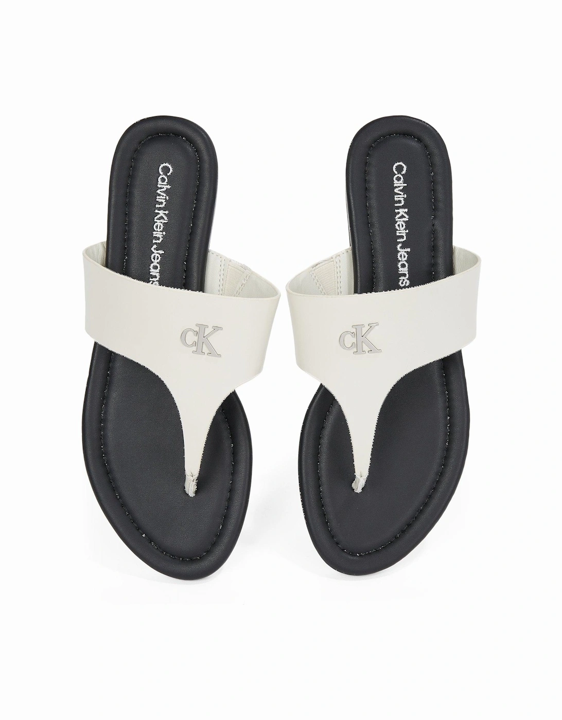Toepost Metal Logo Sandals - White