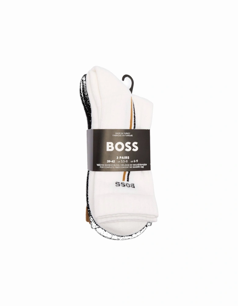 BOSS Vertical Line 3 Pack Ribbed Socks White/Black/Tan