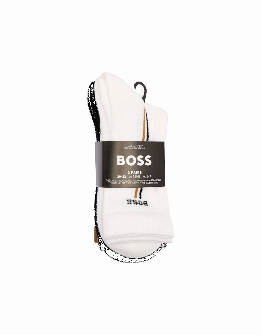 BOSS Vertical Line 3 Pack Ribbed Socks White/Black/Tan