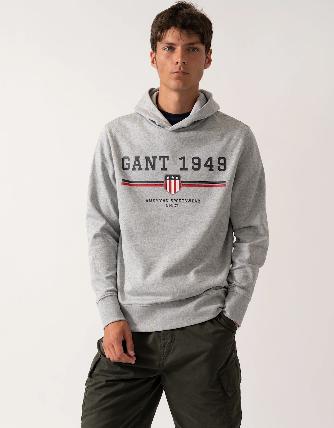 Mens Graphic Pullover Hoodie - 93 Grey Melange, 2 of 1