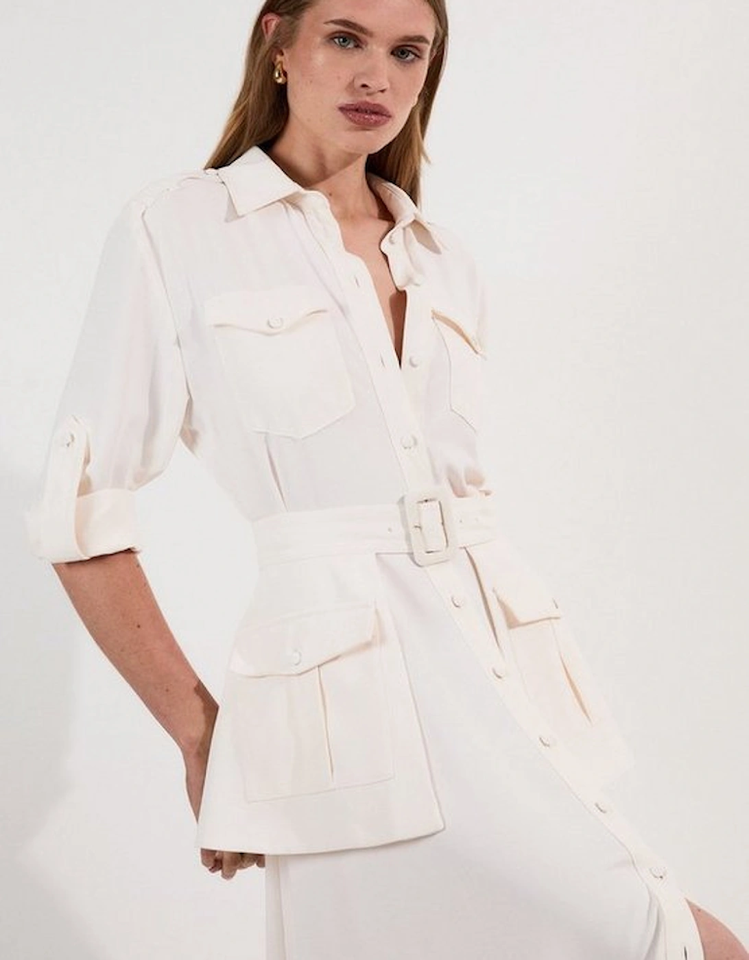 Lydia Millen Soft Tailored Belted Maxi Shirt Dress