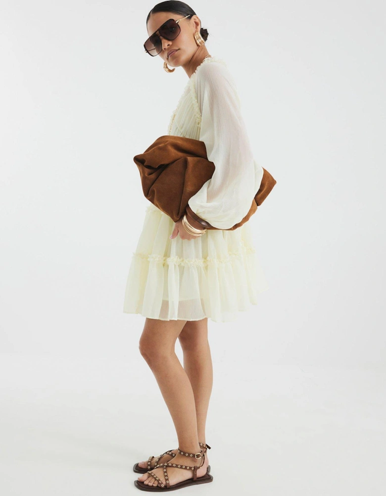 Ruffle Smock Dress - Cream