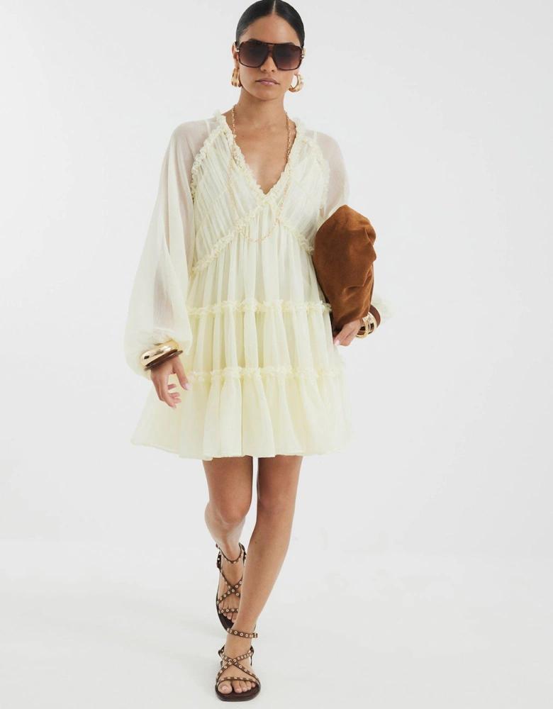 Ruffle Smock Dress - Cream
