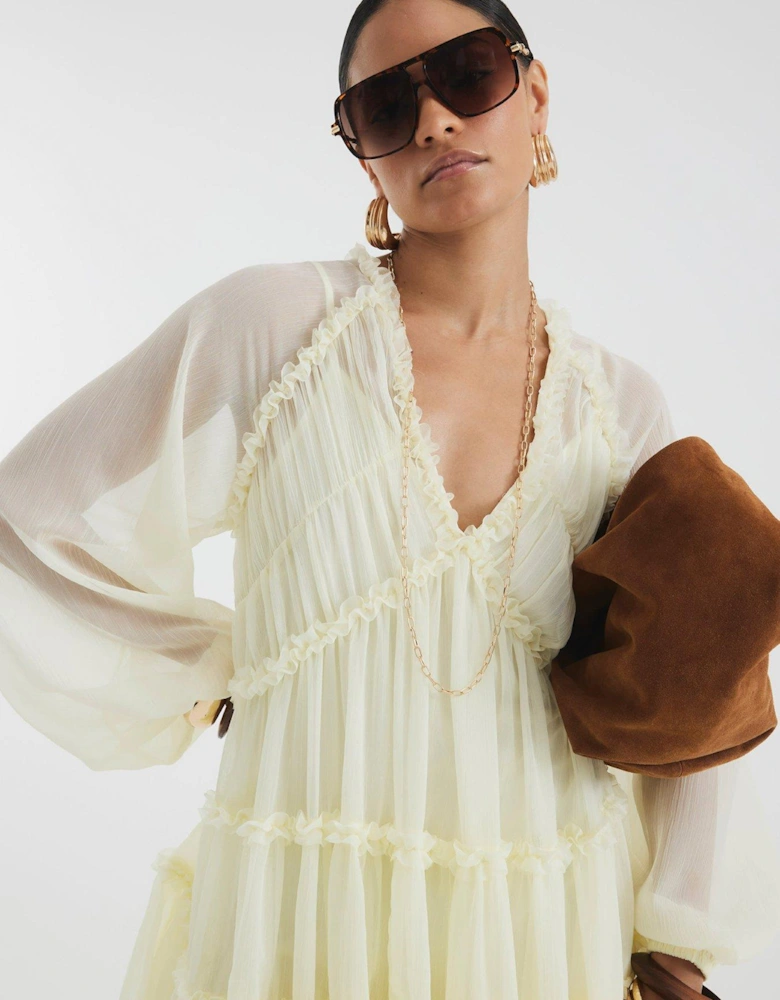 Ruffle Smock Dress - Cream