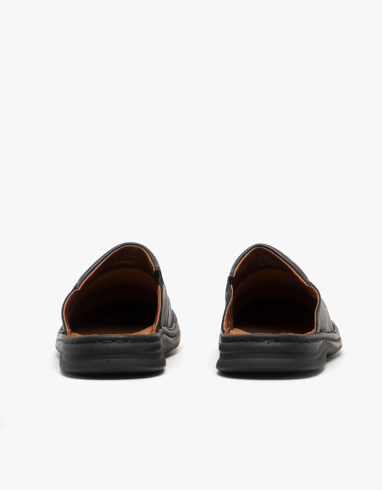 KLAUS Mens Leather Mules Black/Cognac